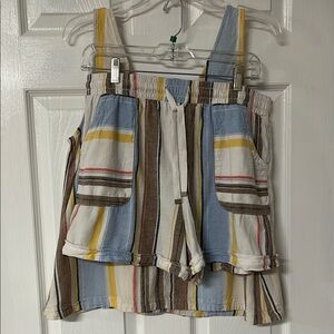 Striped Sleeveless Top and Shorts Set